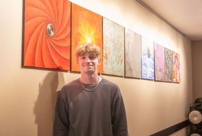 Senior Trevor Balduck's "A Material World" on display in Pierpont